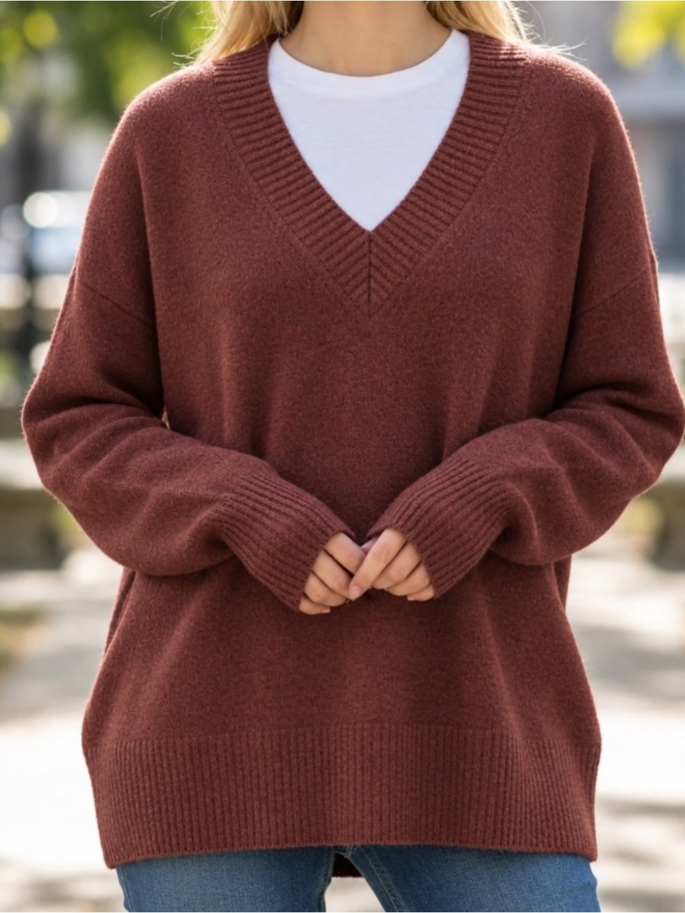 NWT Cyrus Women’s Knit V Neck Wool Blend Pullover Sweater Sz XL